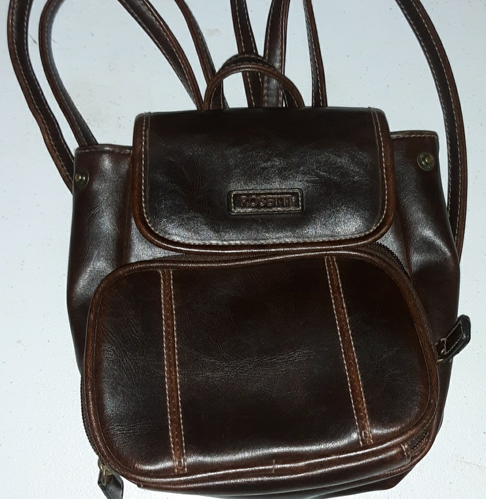 Rosetti Brown Faux Leather Multi Pocket Backpack